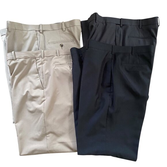 Van Heusen Haggar Mens Dress Pants 40x30 Cool Right Performance Flex Black Khaki - Picture 1 of 11